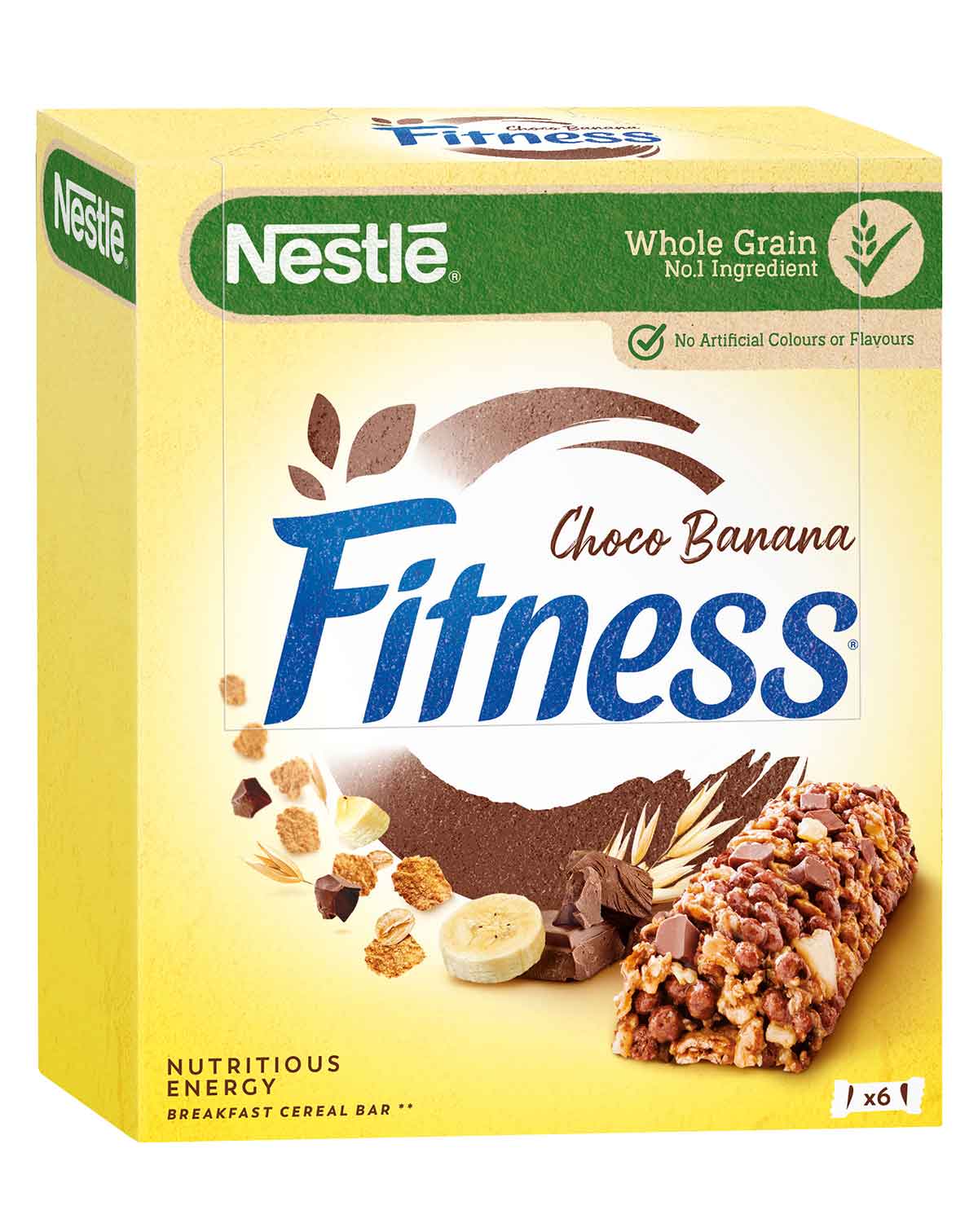 Fitness® CHOCO BANANA Barrette di cereali con frumento integrale con cioccolato al latte e banana, con vitamine e minerali x6