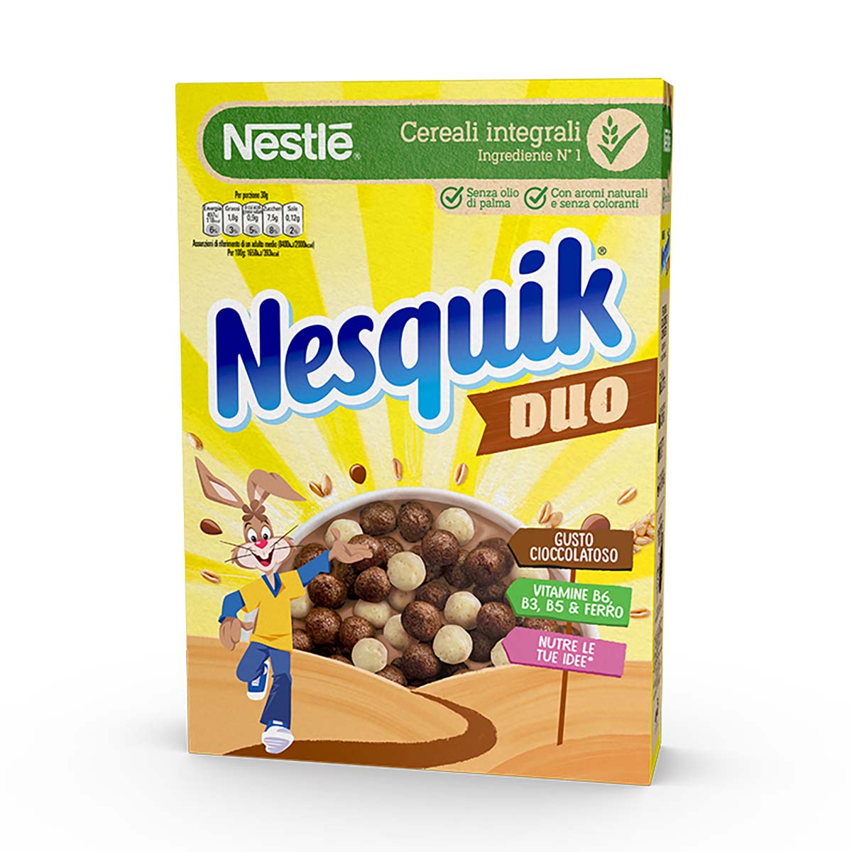 Nesquik DUO Palline di cereali integrali al cioccolato e palline ricoperte di cioccolato bianco 325g