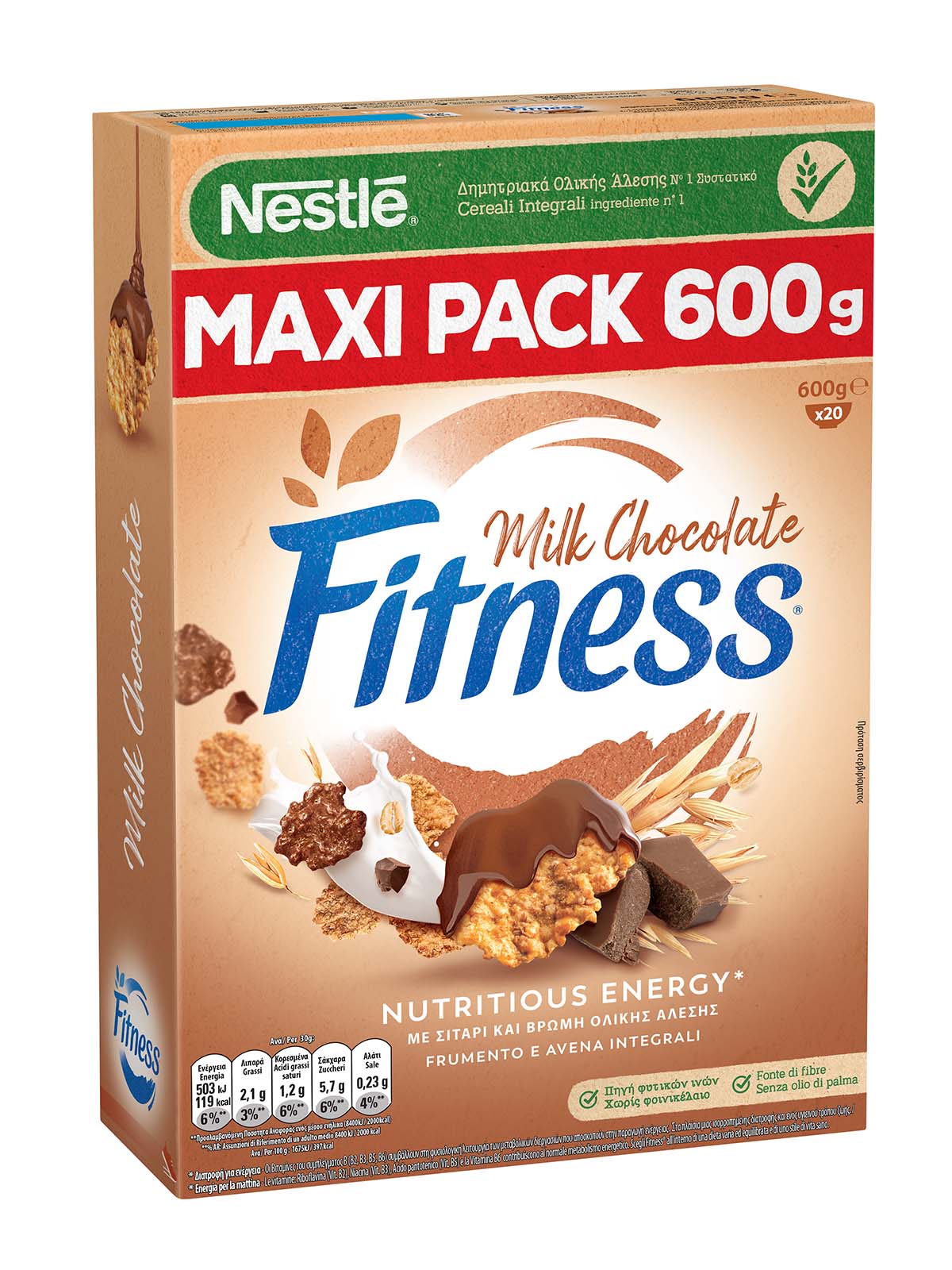 Fitness CIOCCOLATO Cereali con frumento e avena integrali e fiocchi ricoperti al cioccolato 600g