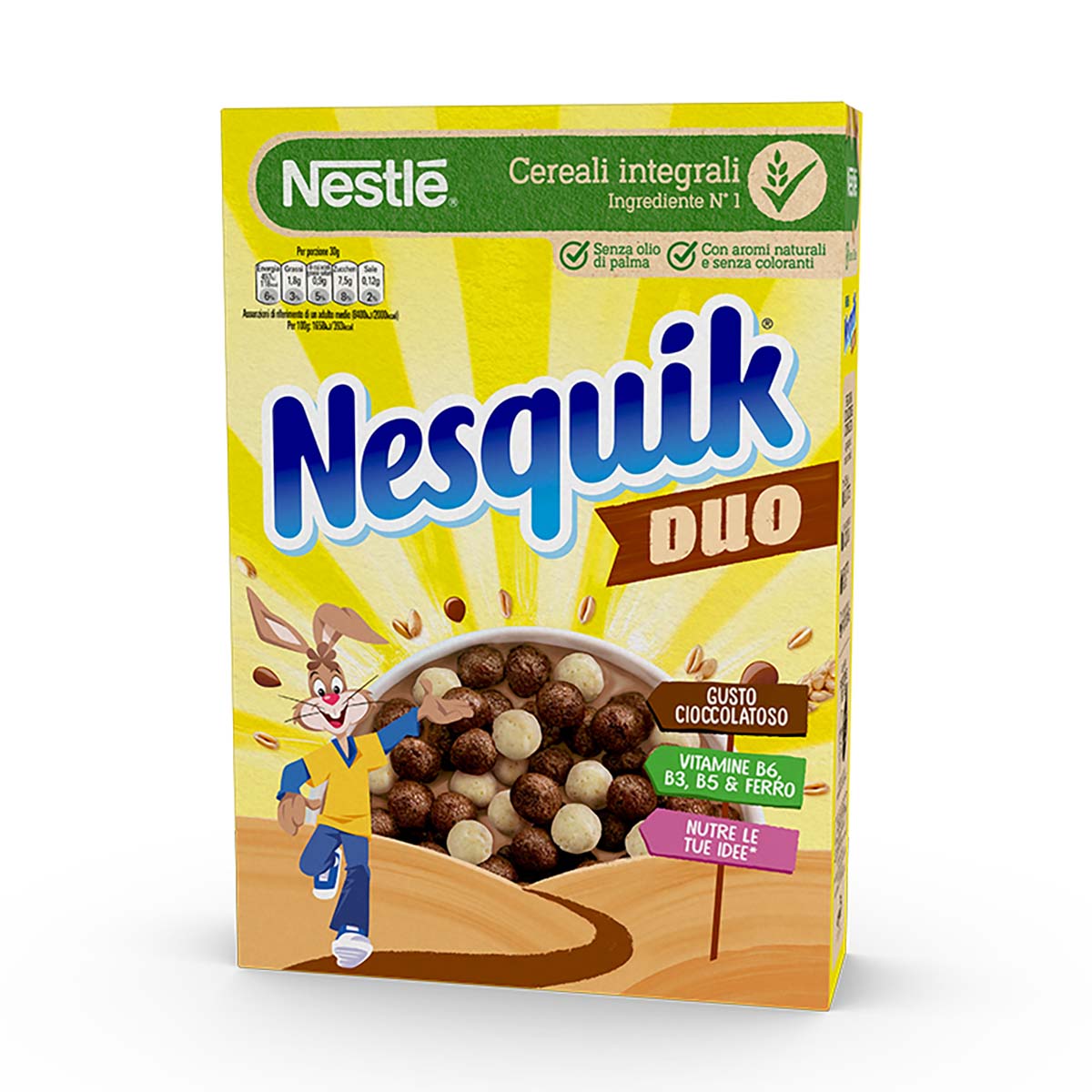 Nesquik DUO Palline di cereali integrali al cioccolato e palline ricoperte di cioccolato bianco 375g
