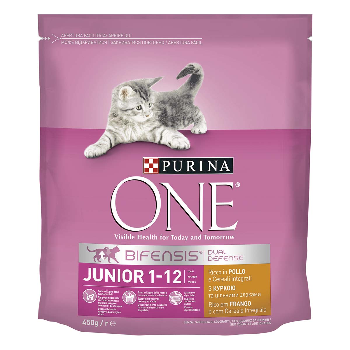 Purina ONE Junior - Pollo & Cereali Integrali Bifensis, 450 g