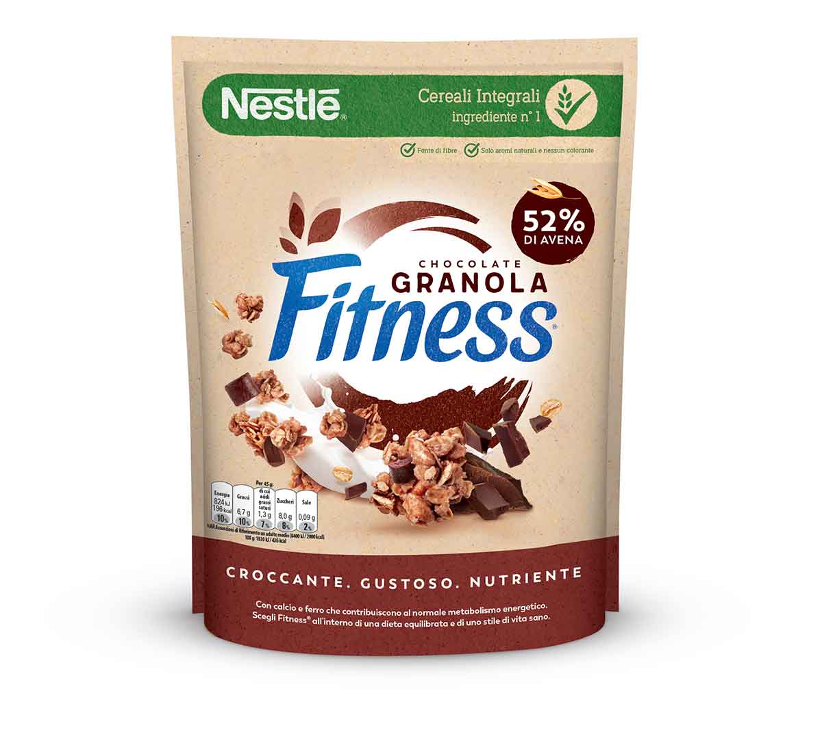 Fitness GRANOLA CIOCCOLATO Cereali croccanti con avena integrale, cioccolato, calcio e ferro 300g