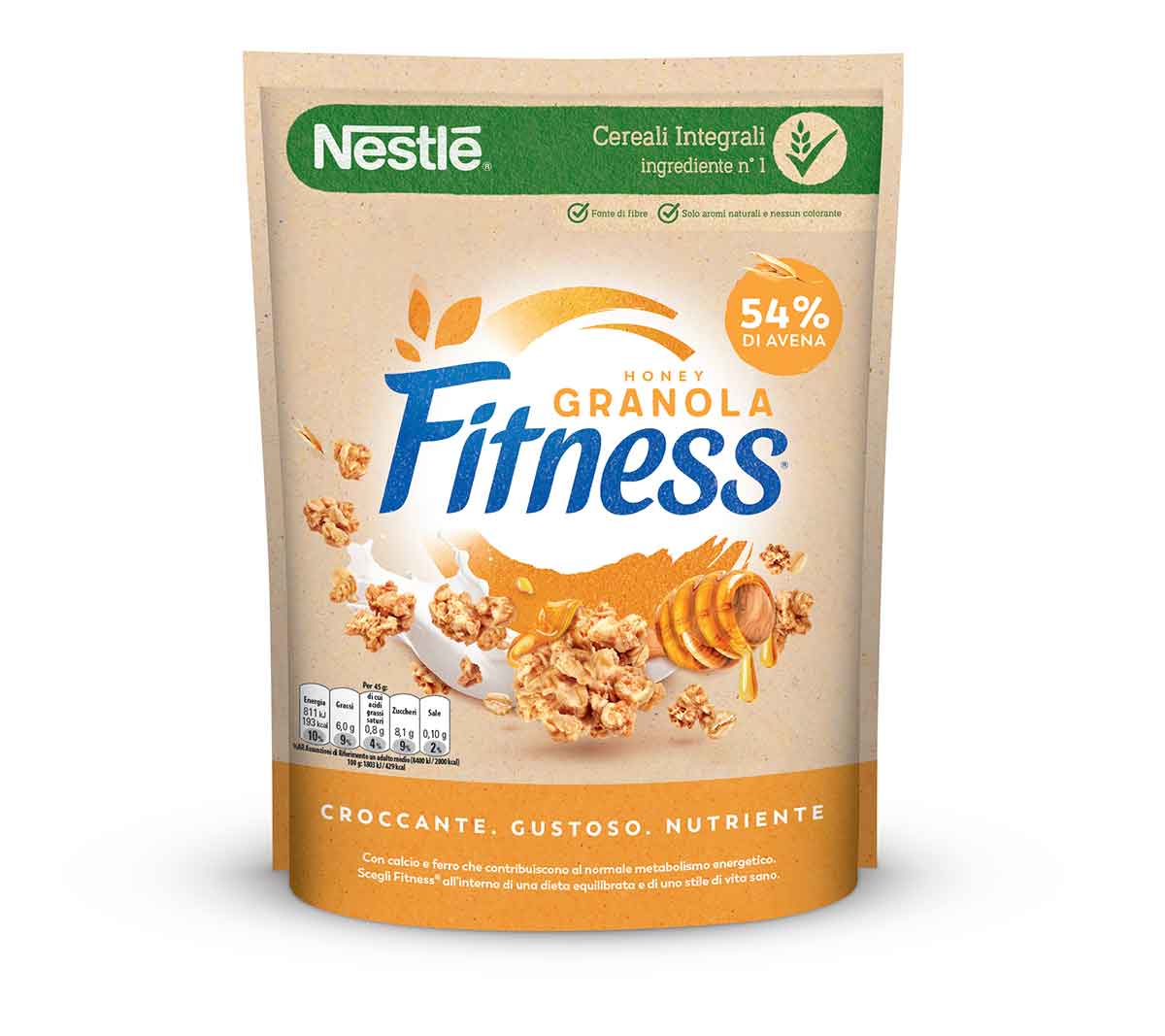 Fitness GRANOLA MIELE Cereali croccanti con avena integrale, miele, calcio e ferro 300g