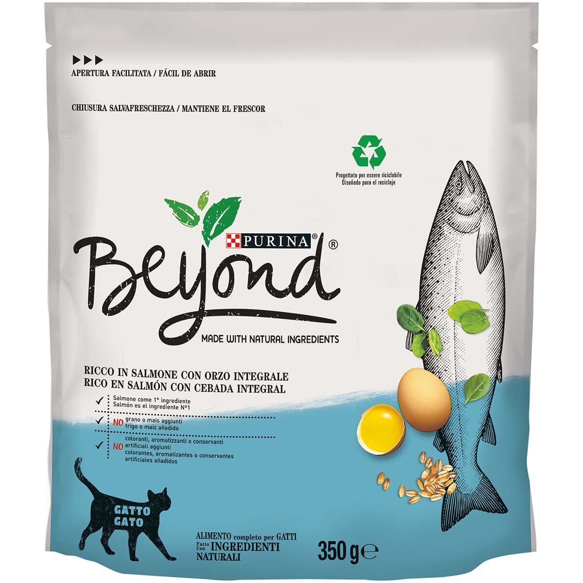 Beyond croccantini per gatti ricchi in salmone con orzo integrale - 350g