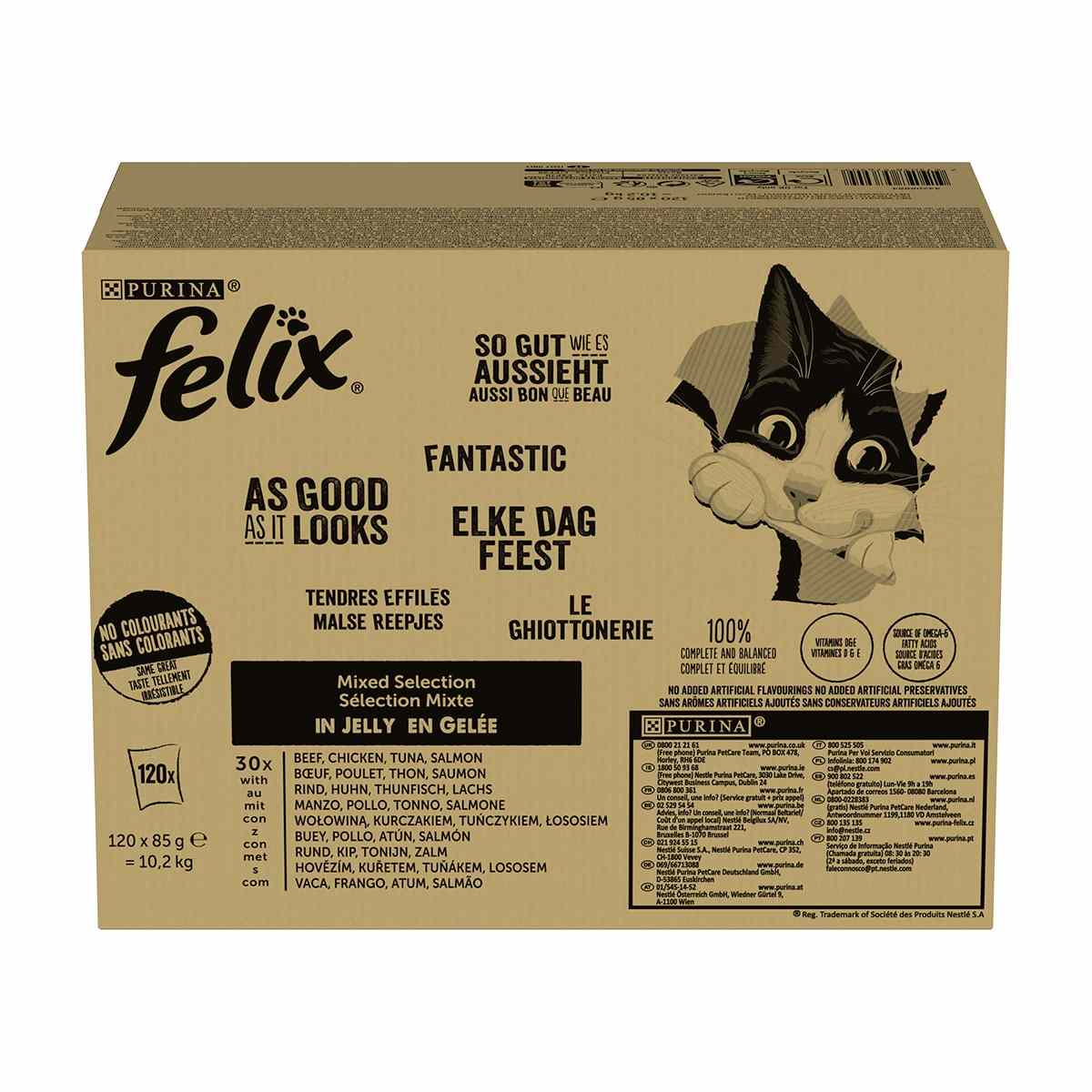 Felix Le Ghiottonerie 120x85g (Manzo, Pollo, Tonno, Salmone) - AMAZON