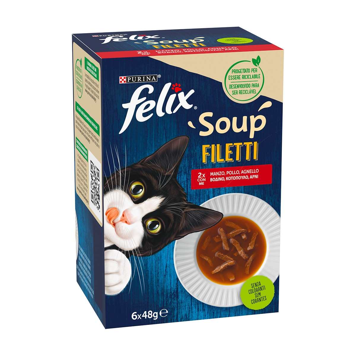FELIX Soup Filetti Selezioni Deliziose 6x48g Manzo Pollo Agnello