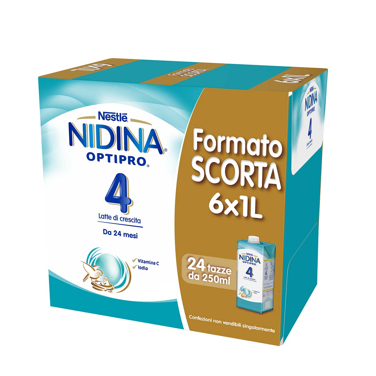Nestlé NIDINA OPTIPRO 4 6x1L, Latte di crescita liquido, dai 24 mesi