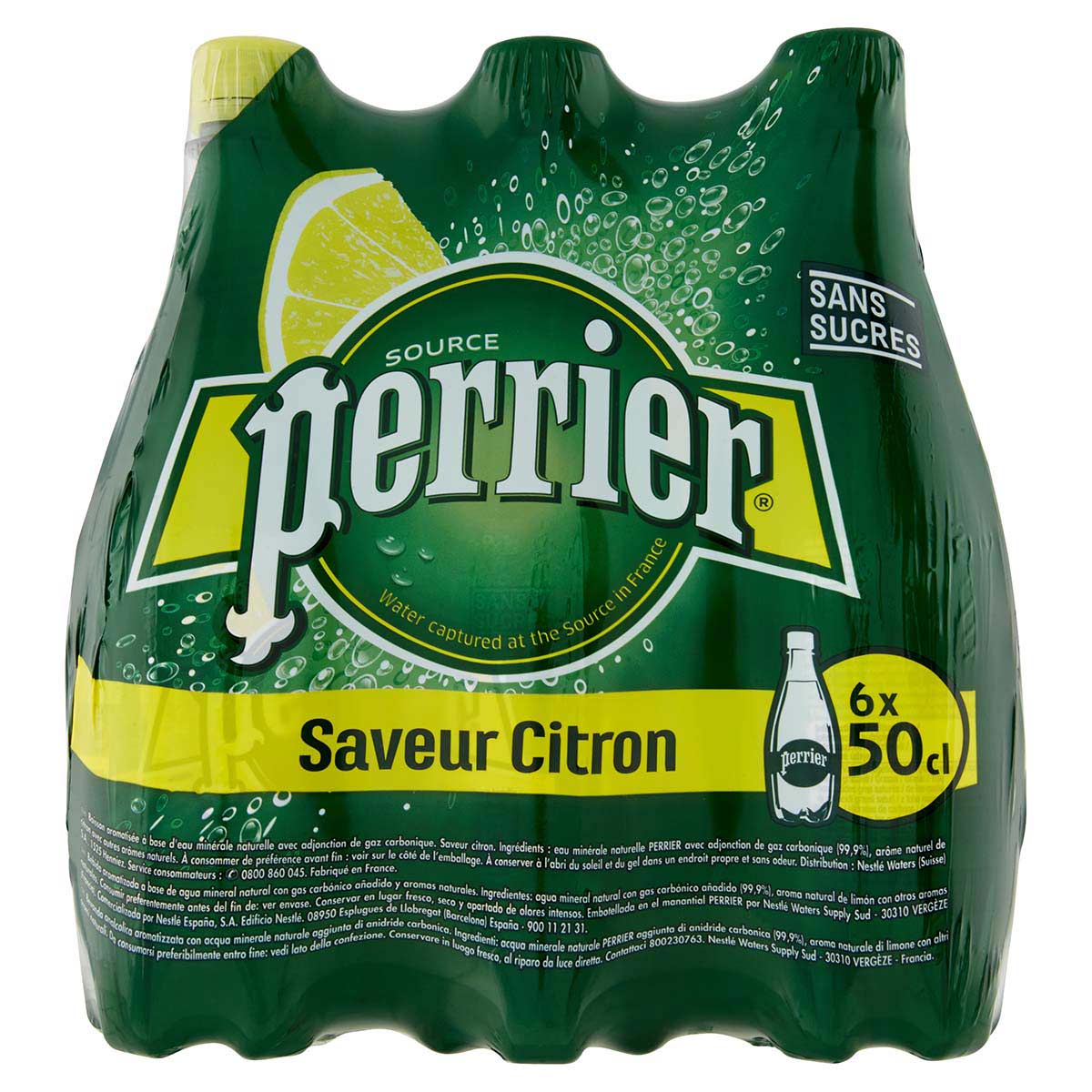 Perrier - Cluster 6 bottiglie in PET da 50 cl Gusto Lemon