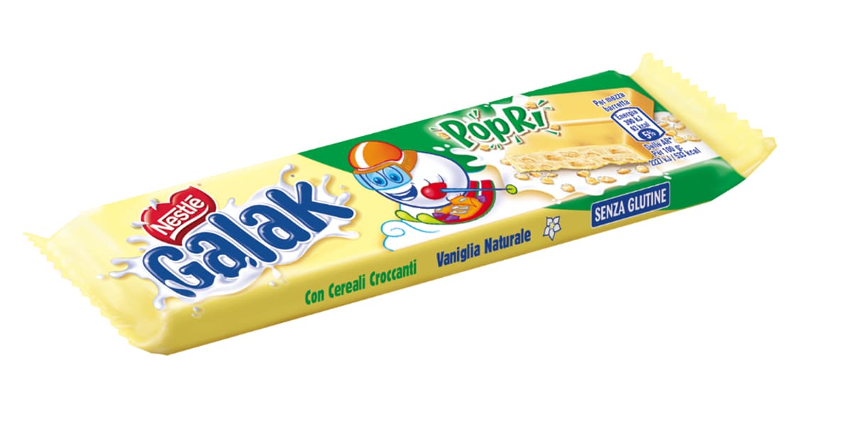 Galak Poprì Barretta di Cioccolato Bianco con cereali croccanti 35g