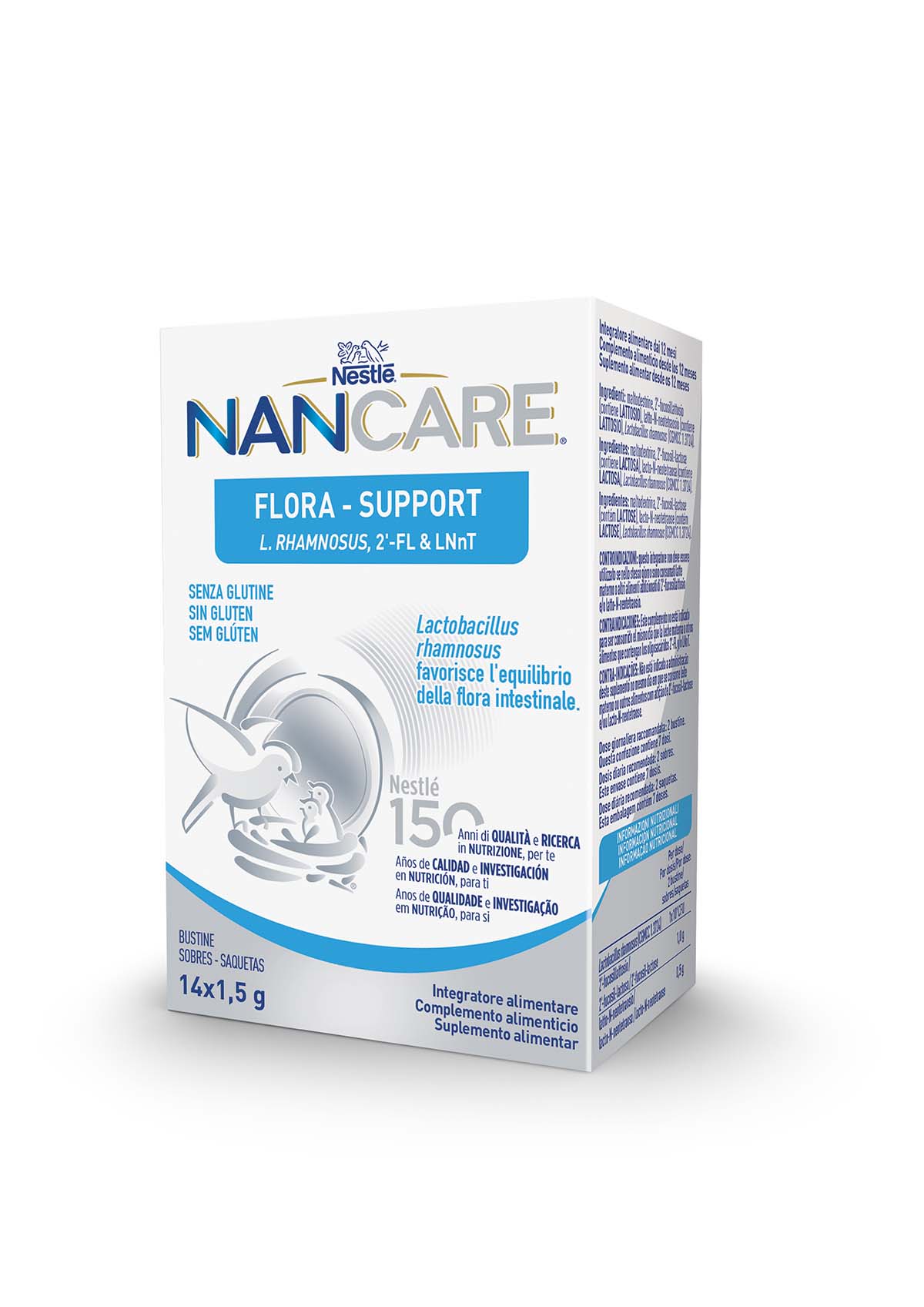 Nestlé NANCARE FLORA-SUPPORT con 2'FL&LNnT e L.rhamnosus, Integratore alimentare da 12 mesi