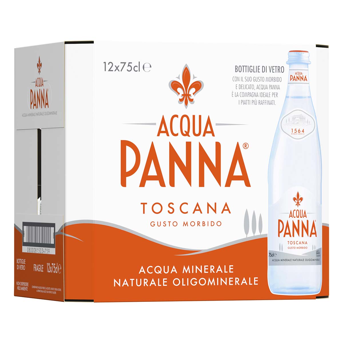 Acqua Panna - Confezione 12 bottiglie in Vetro a perdere da 75 cl