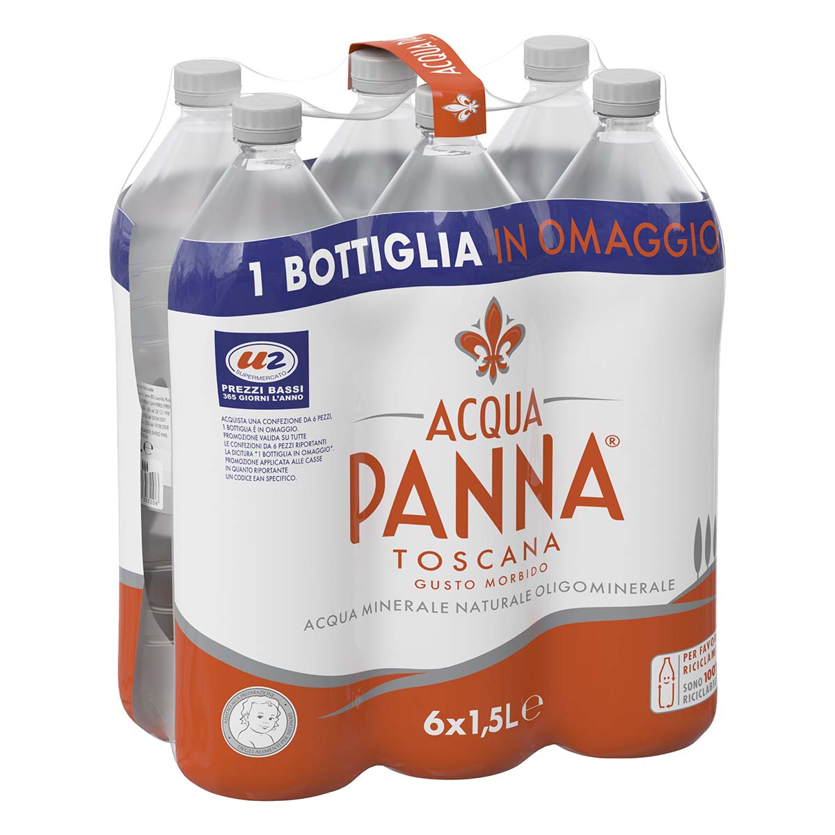 Acqua Panna - Fardello 5+1 bottiglie in PET da 1.5l