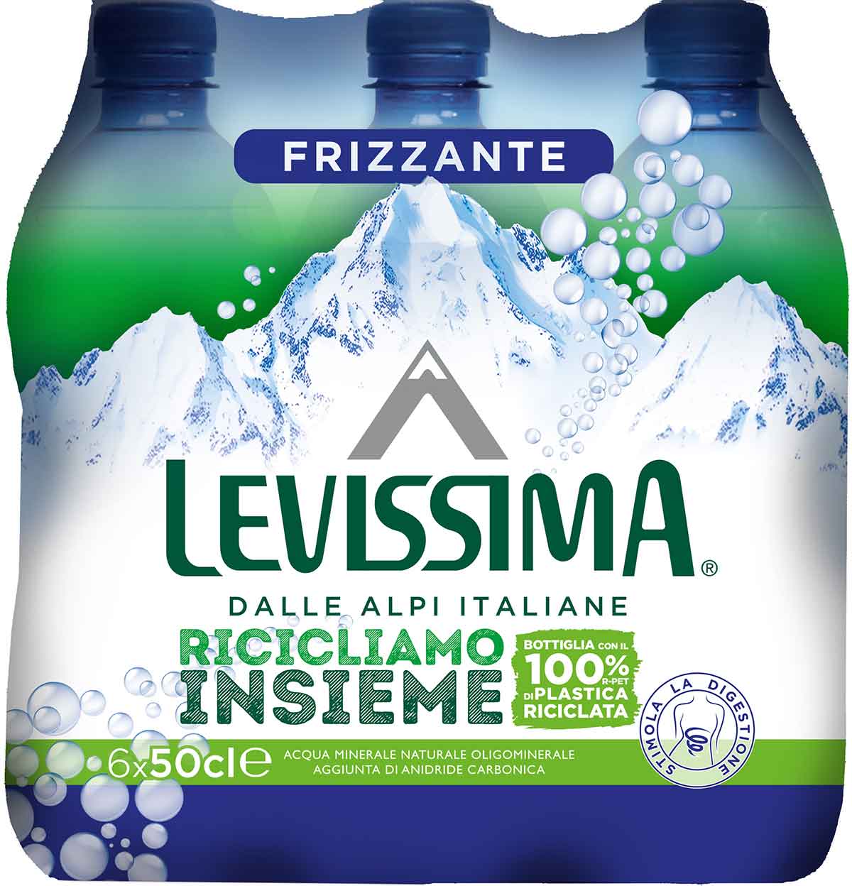 Levissima Acqua Minerale Frizzante 50 cl 100% RPET - Fardello