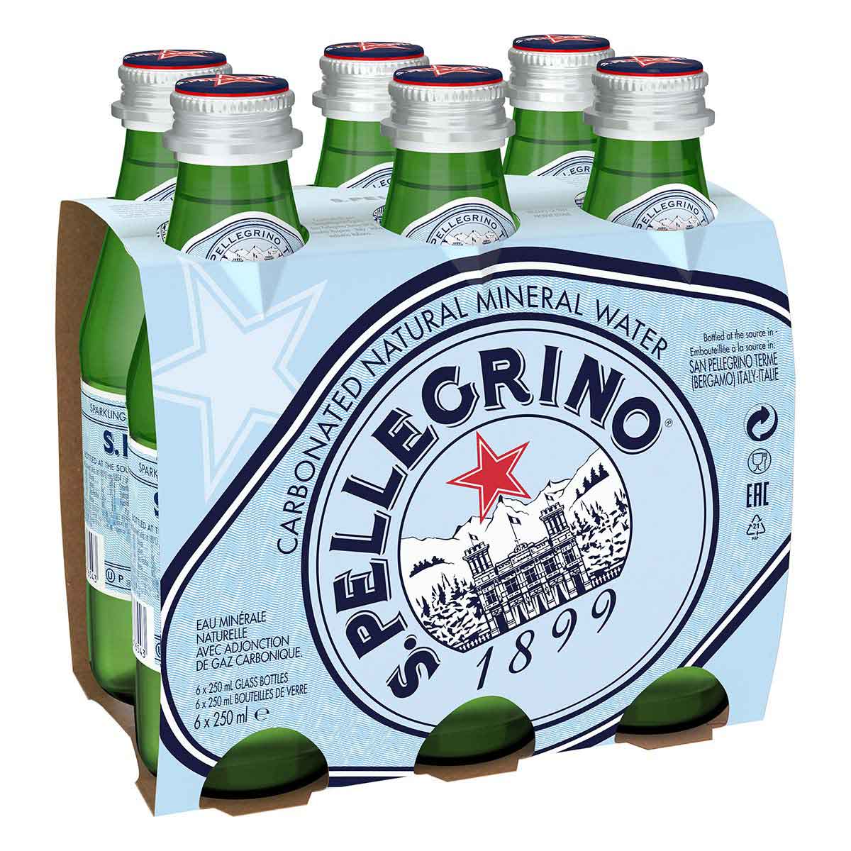 S. Pellegrino - Cluster 6 bottiglie in Vetro a perdere da 25 cl