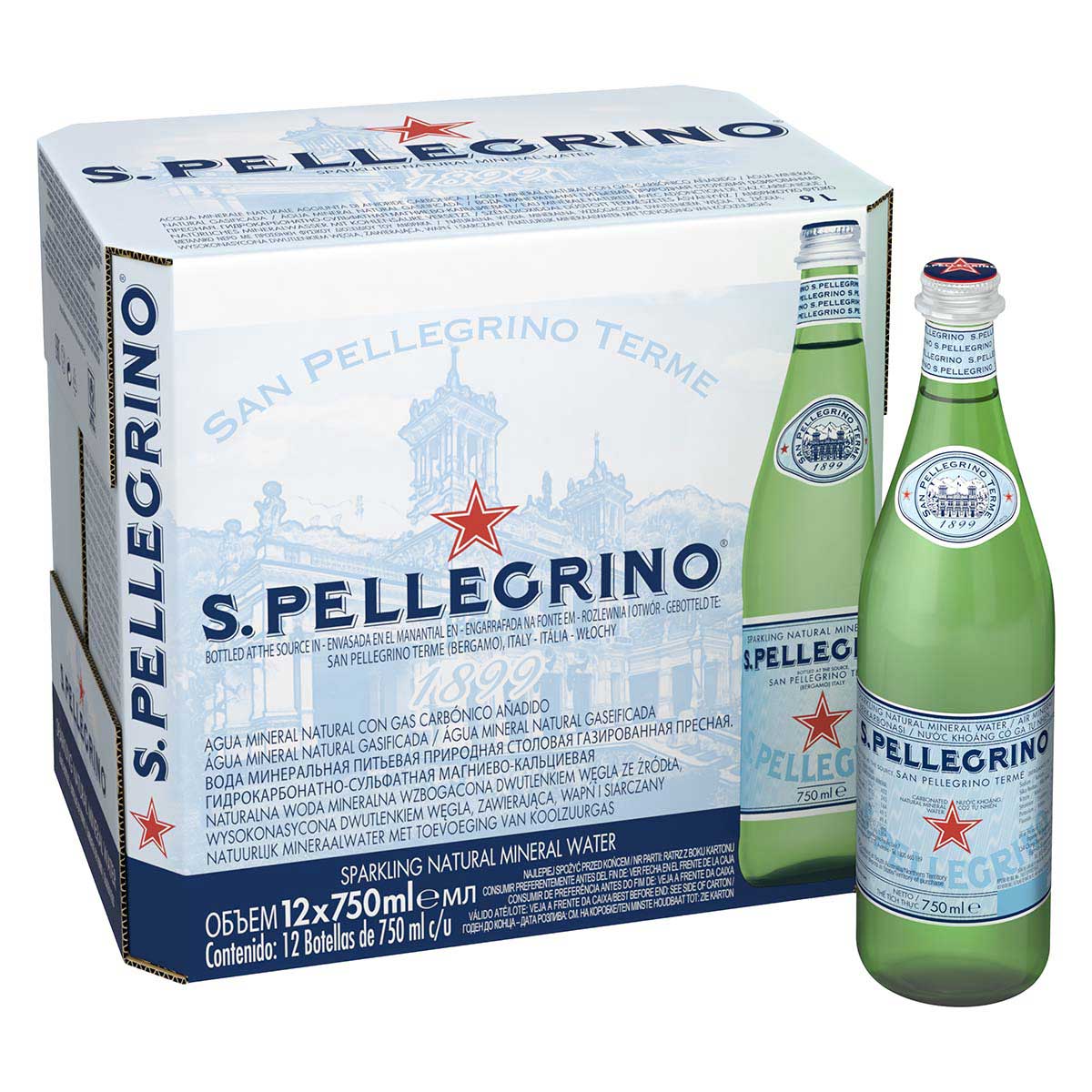 S. Pellegrino - Confezione 12 bottiglie in Vetro a perdere da 75cl
