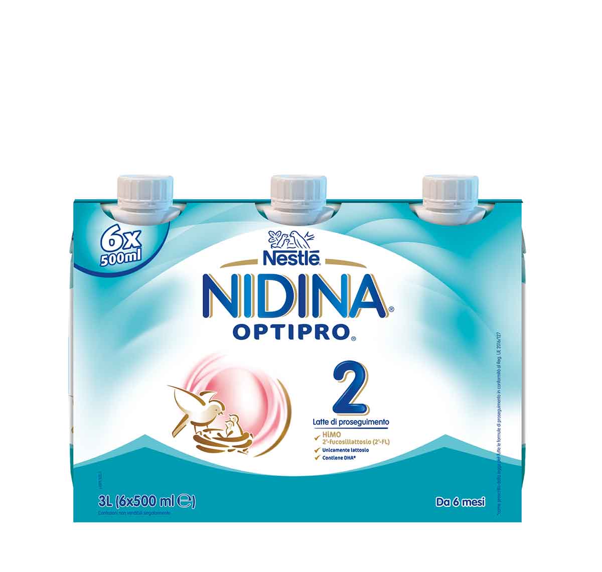 Nestlé NIDINA OPTIPRO 2 6x500 ml, Latte di proseguimento liquido, dal 6° mese compiuto al 12°