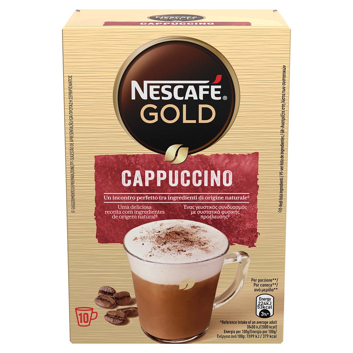 Nescafé GOLD CAPPUCCINO Preparato Solubile Per Cappuccino Astuccio 10 Bustine 140 g