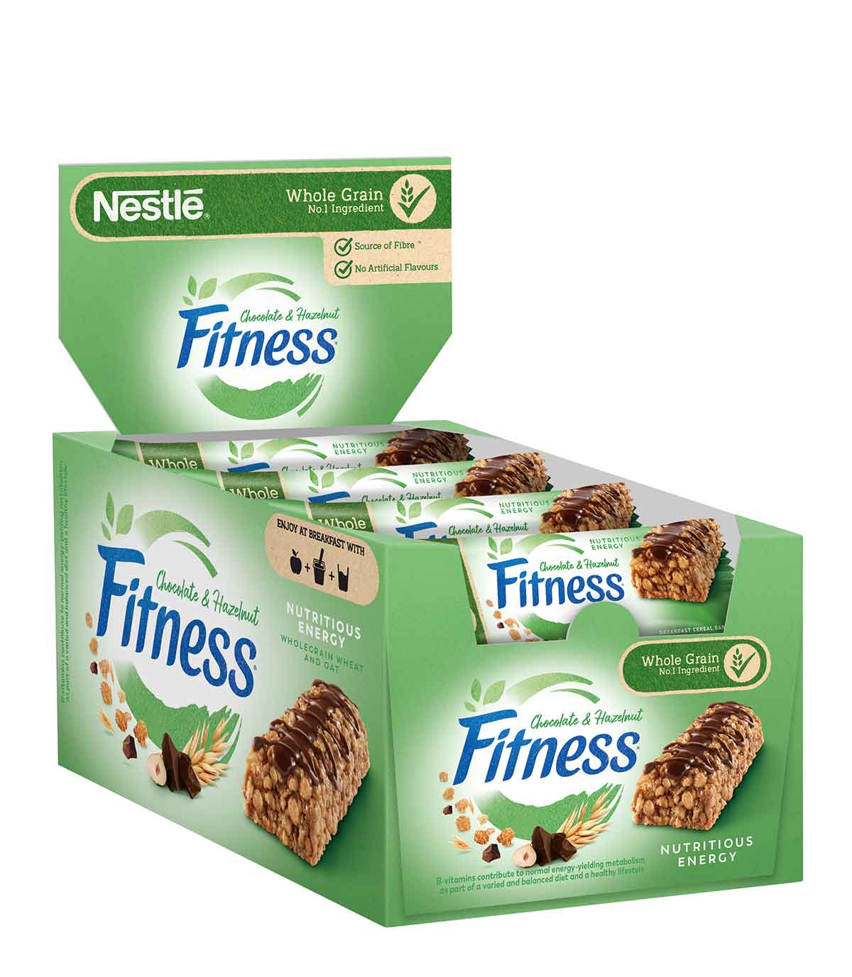 Fitness® CHOCO HAZELNUT Barrette di cereali con frumento integrale al cioccolato al latte e al gusto di nocciola, con vitamine, calcio e ferro x24