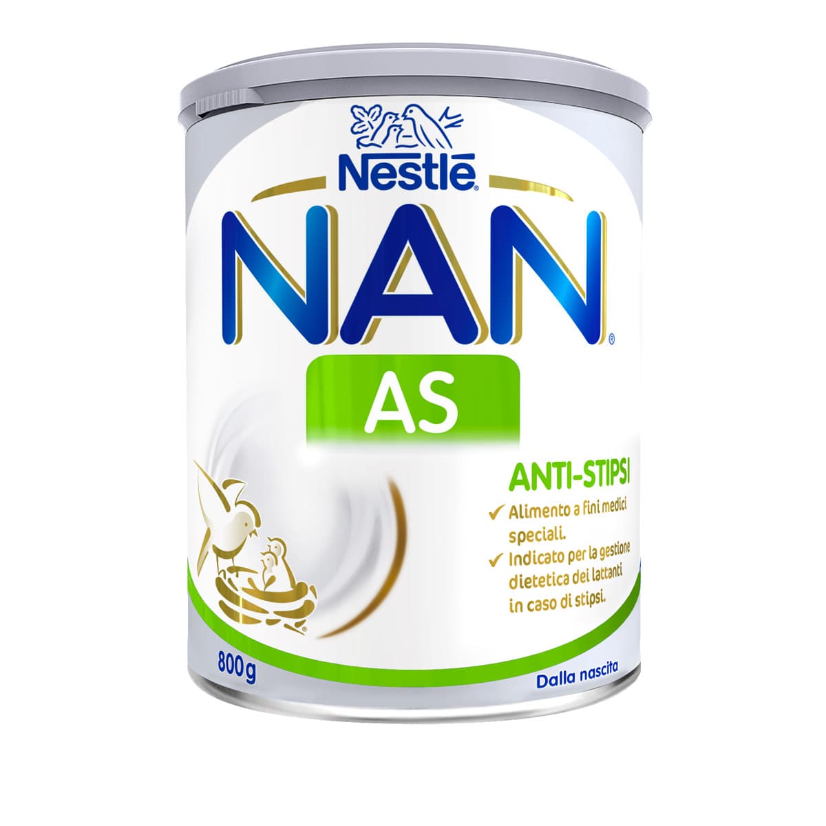 Nestlé NAN AS Anti-Stipsi 800 g. Alimento a fini medici speciali. Dalla nascita