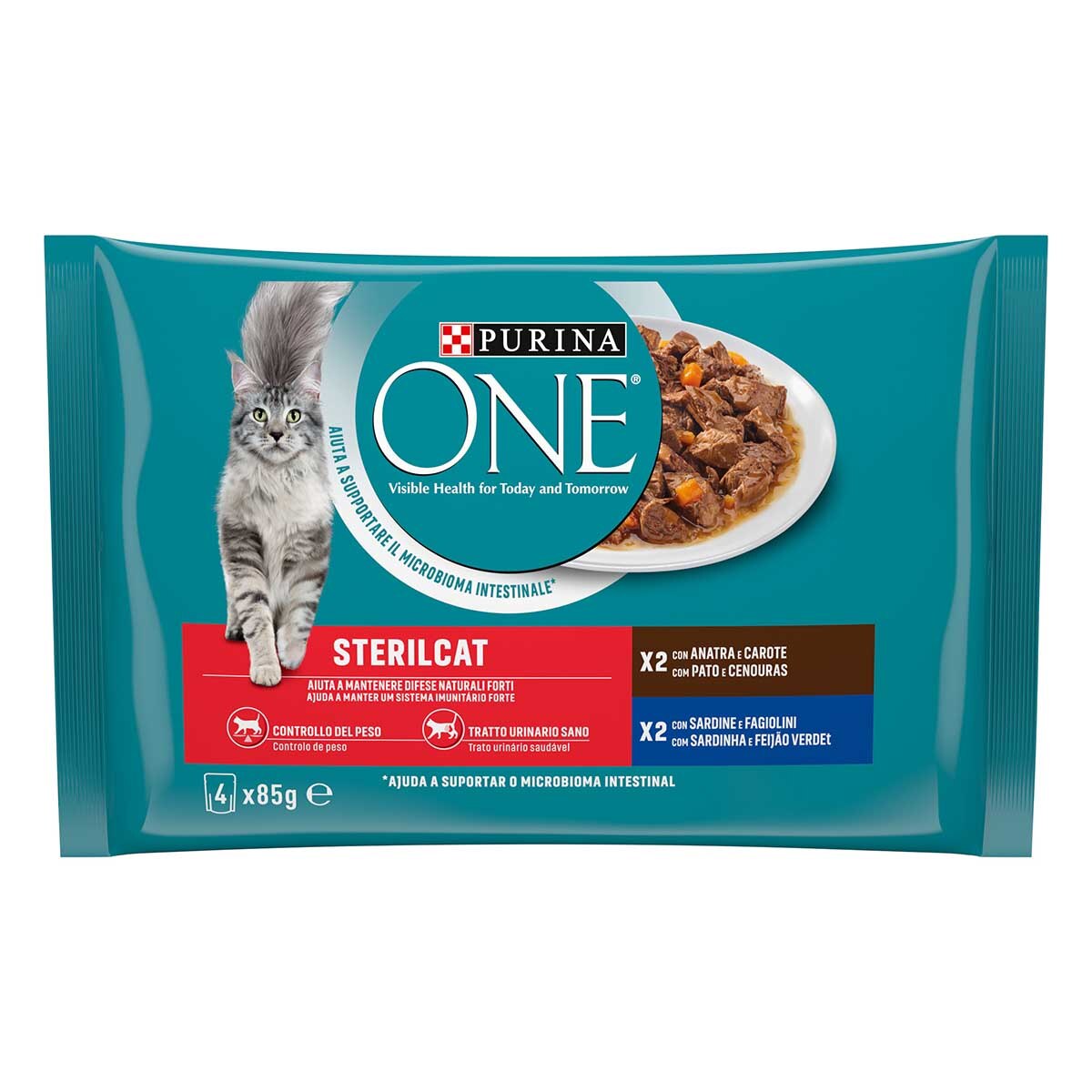 Purina ONE Bifensis Sterilcat 4x85g Anatra e Sardine