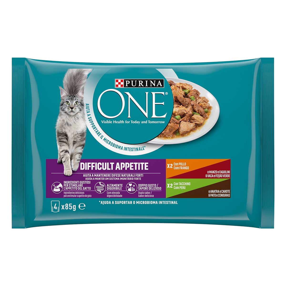 Purina ONE Bifensis Appetito Difficile 4x85g Pollo e Manzo/Tacchino e Anatra
