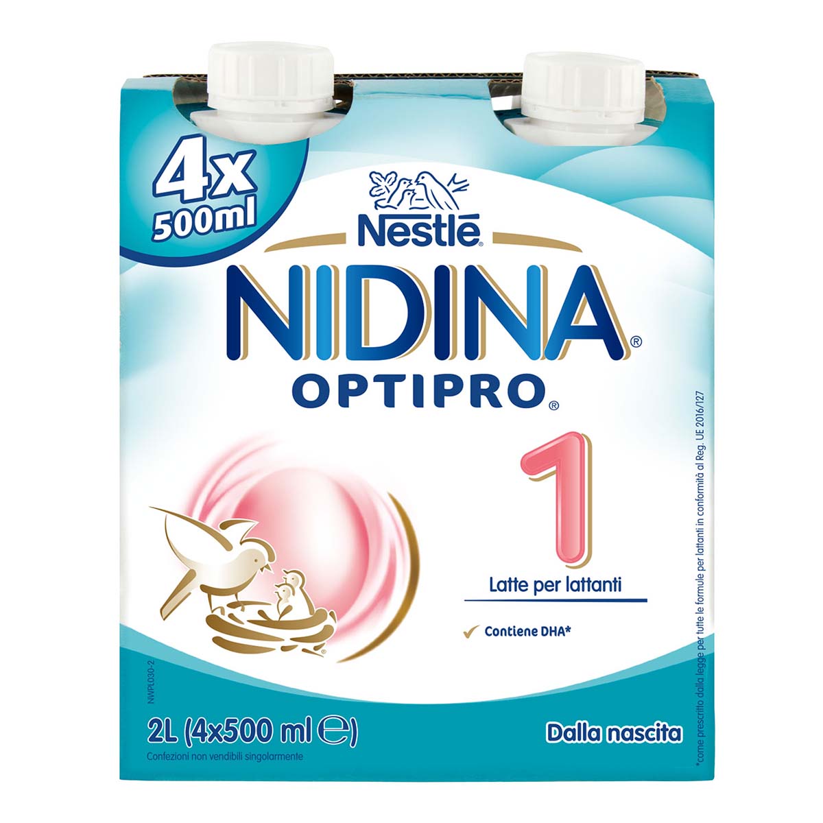 Nestlé NIDINA OPTIPRO 1 4x500 ml, Latte per lattanti liquido, dalla nascita al 6° mese