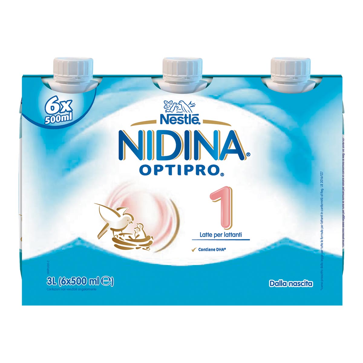 Nestlé NIDINA OPTIPRO 1 6x500 ml, Latte per lattanti liquido, dalla nascita al 6° mese