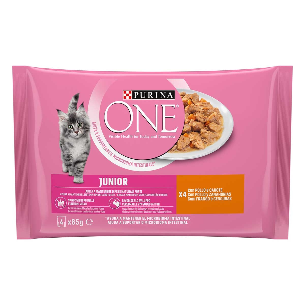 Purina ONE Bifensis Junior 4x85g Pollo