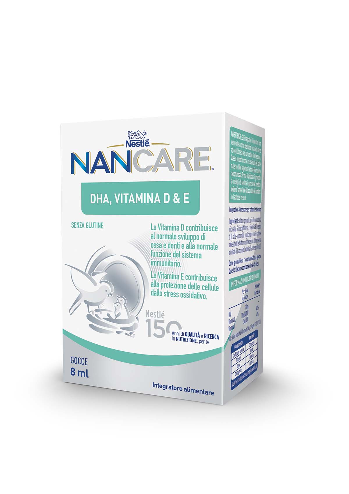 Nestlé NANCARE DHA, Vitamina D&E, Integratore alimentare per lattanti e bambini