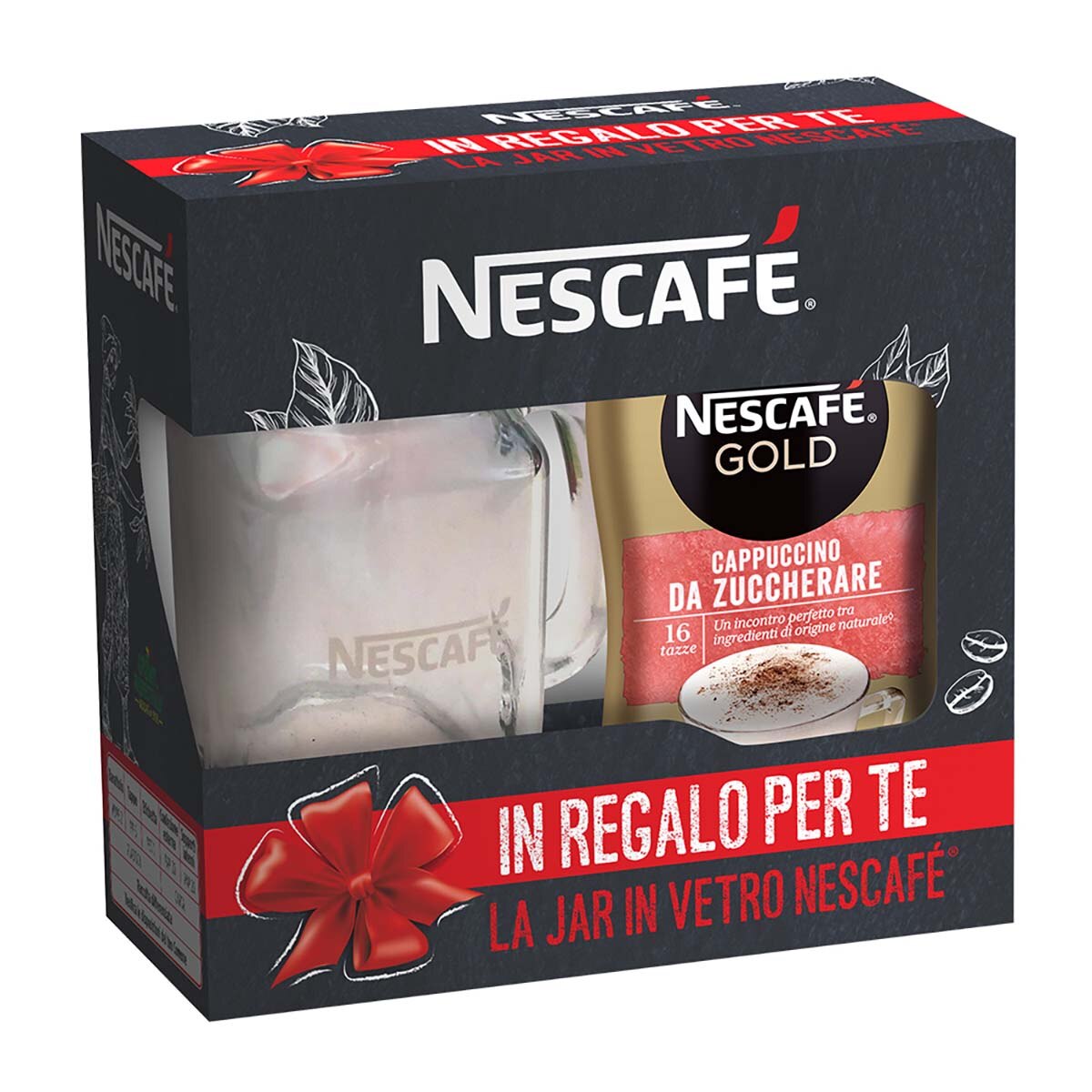 Nescafé GOLD CAPPUCCINO DA ZUCCHERARE Preparato solubile per cappuccino da zuccherare barattolo 200g con Jar vetro