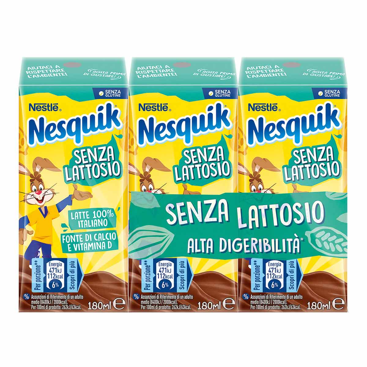 Nesquik Pronto da Bere Senza Lattosio 3x180ml