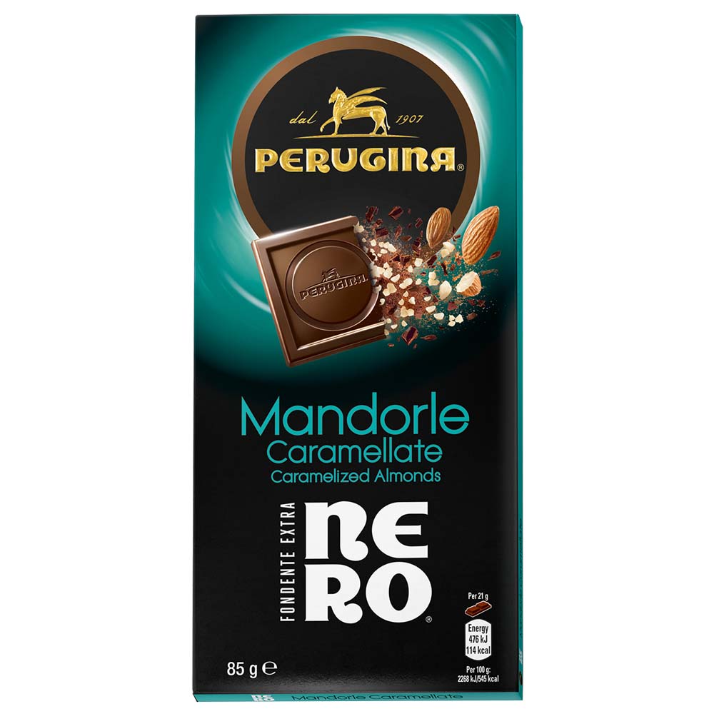 Tavoletta Perugina Nero Fondente e Mandorle Caramellate 85g