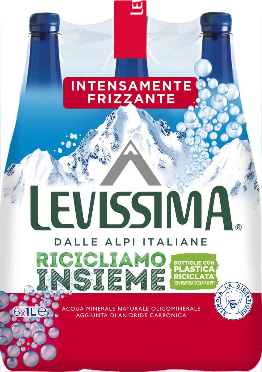 Levissima Acqua Minerale Intensamente frizzante 25% RPET 1 l x6 Fardello