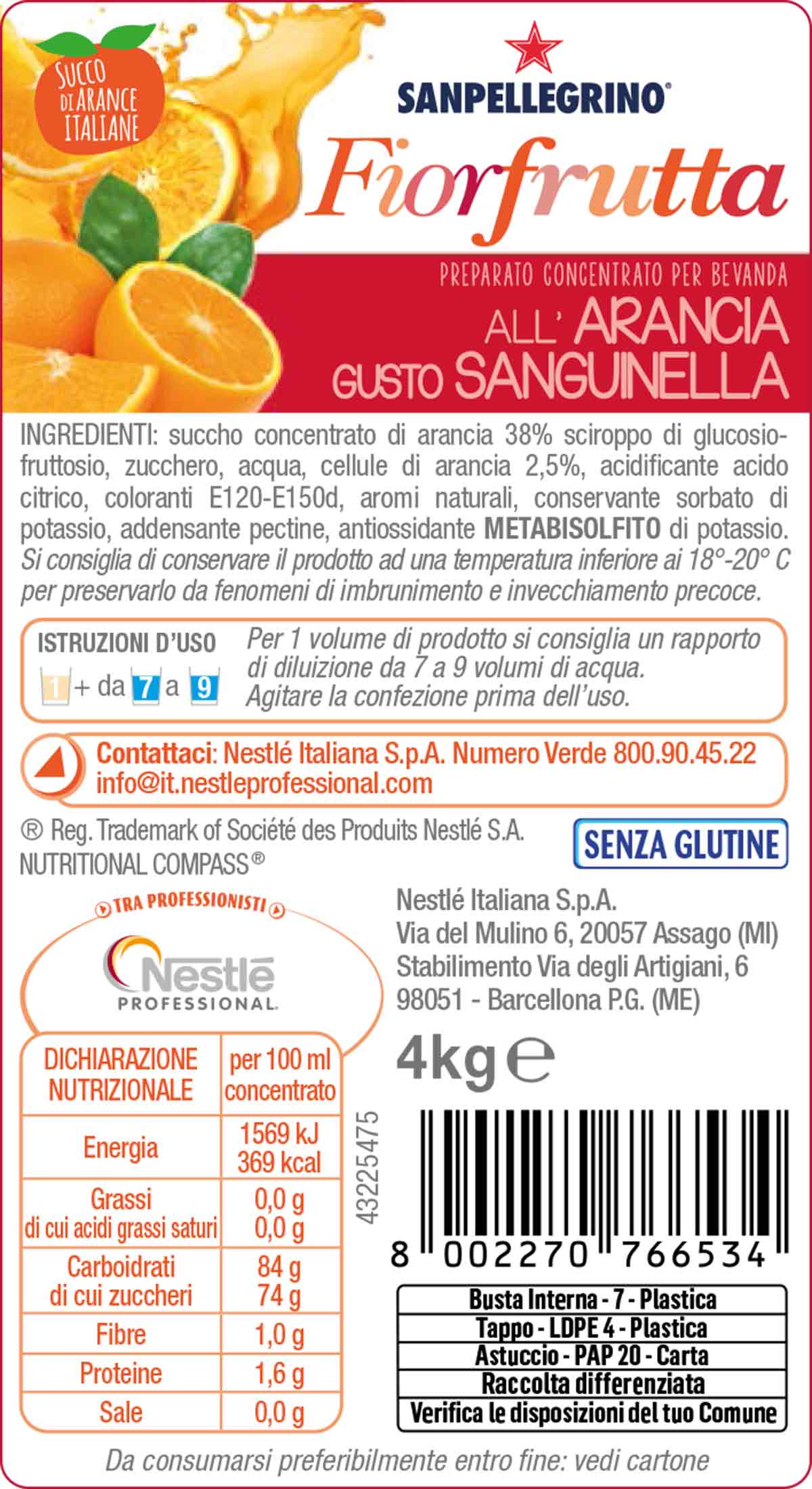 SANPELLEGRINO Arancia Sanguinella BIB 4x4kg IT