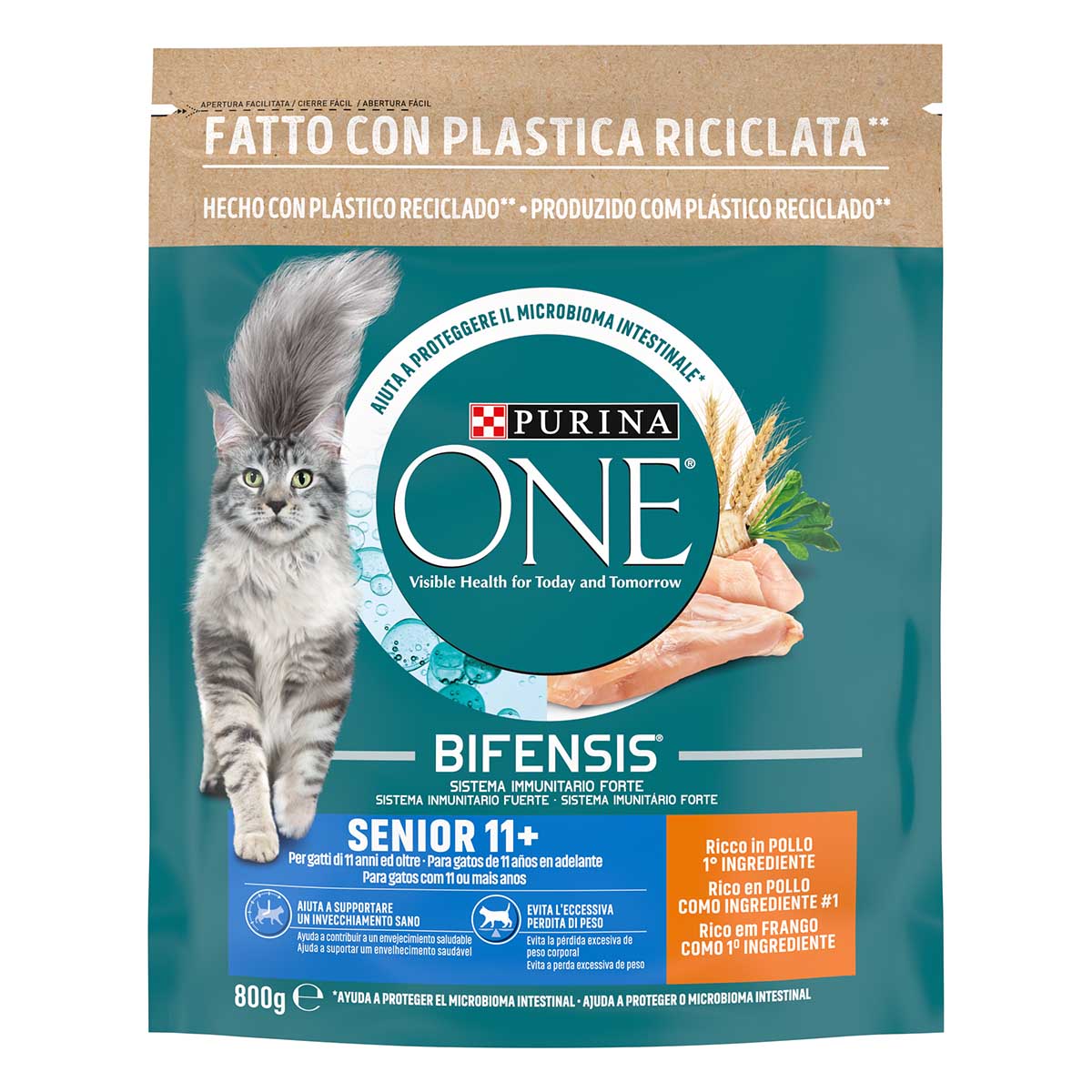 Purina ONE Bifensis Senior 11+ 800g Pollo e Cereali Integrali