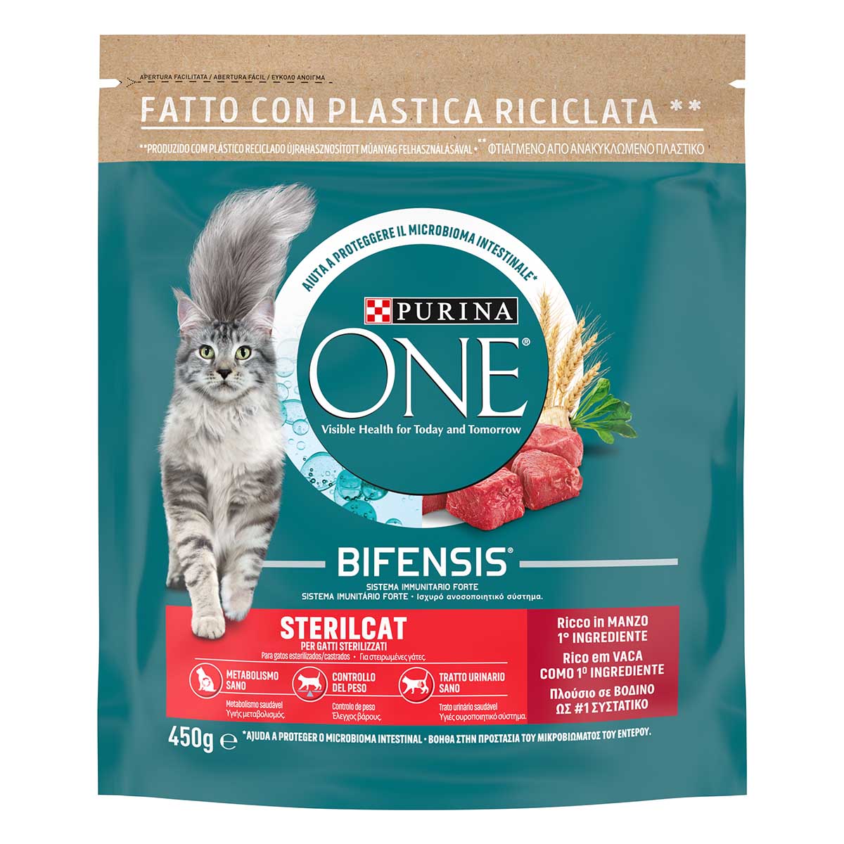 Purina ONE Bifensis Sterilcat 450g Manzo e Frumento