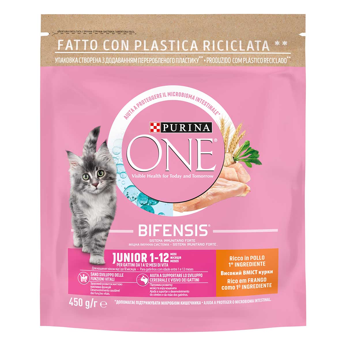 Purina ONE Bifensis Junior 450g Pollo e Cereali Integrali