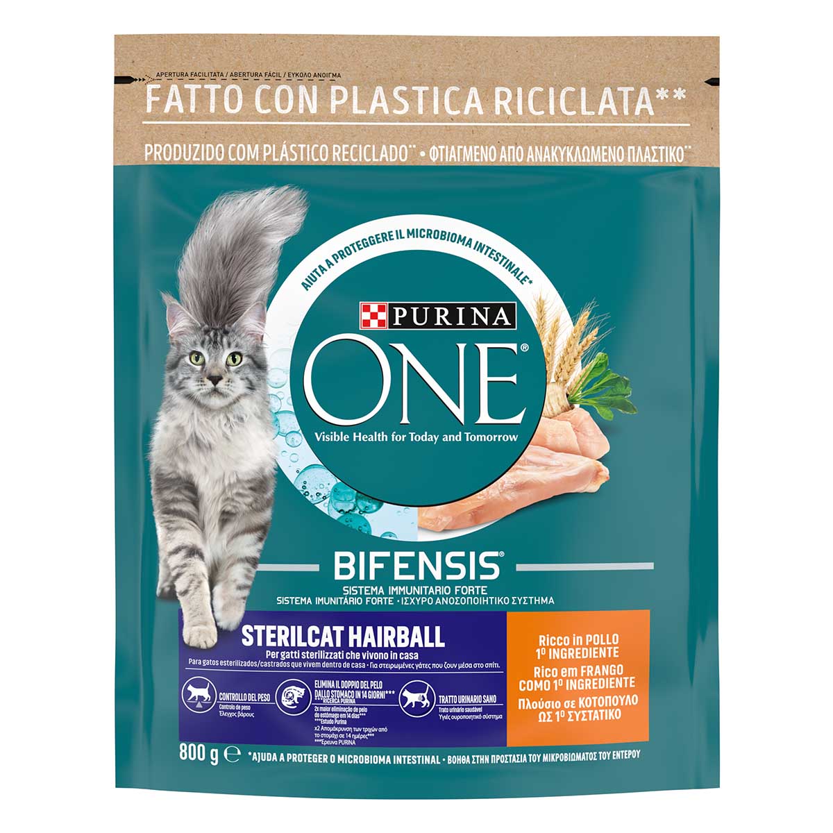 Purina ONE Bifensis Sterilcat Hairball 800g Pollo e Cereali Integrali