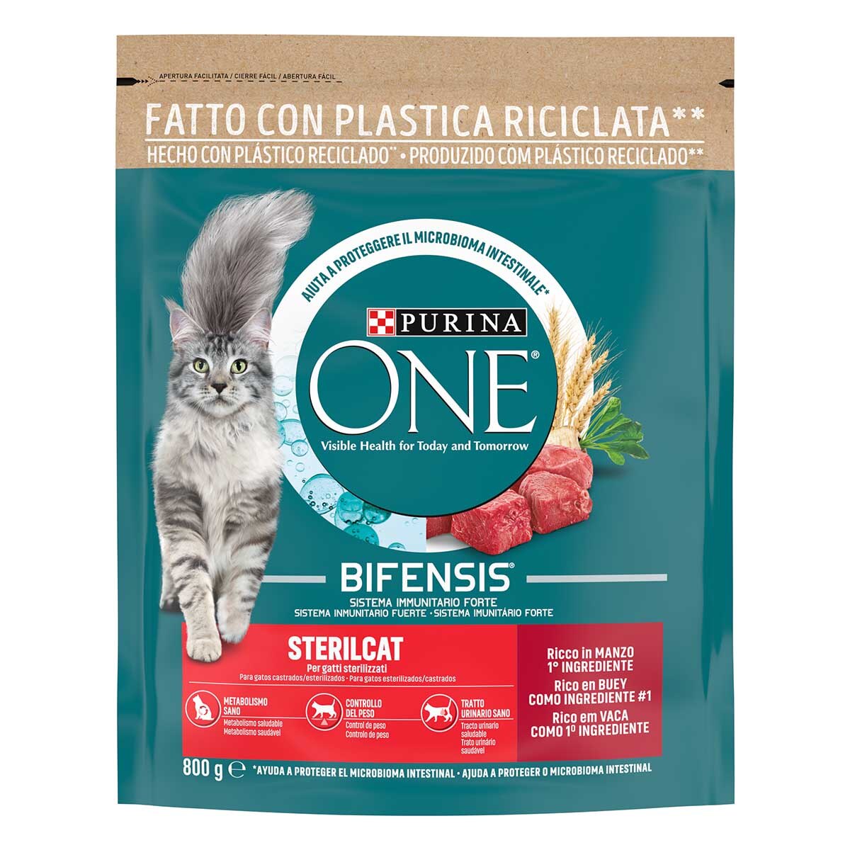 Purina ONE Bifensis Sterilcat 800g Manzo e Frumento