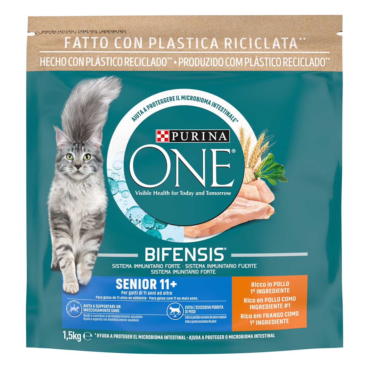 Purina ONE Bifensis Senior 11+ 1,5kg Pollo e Cereali Integrali