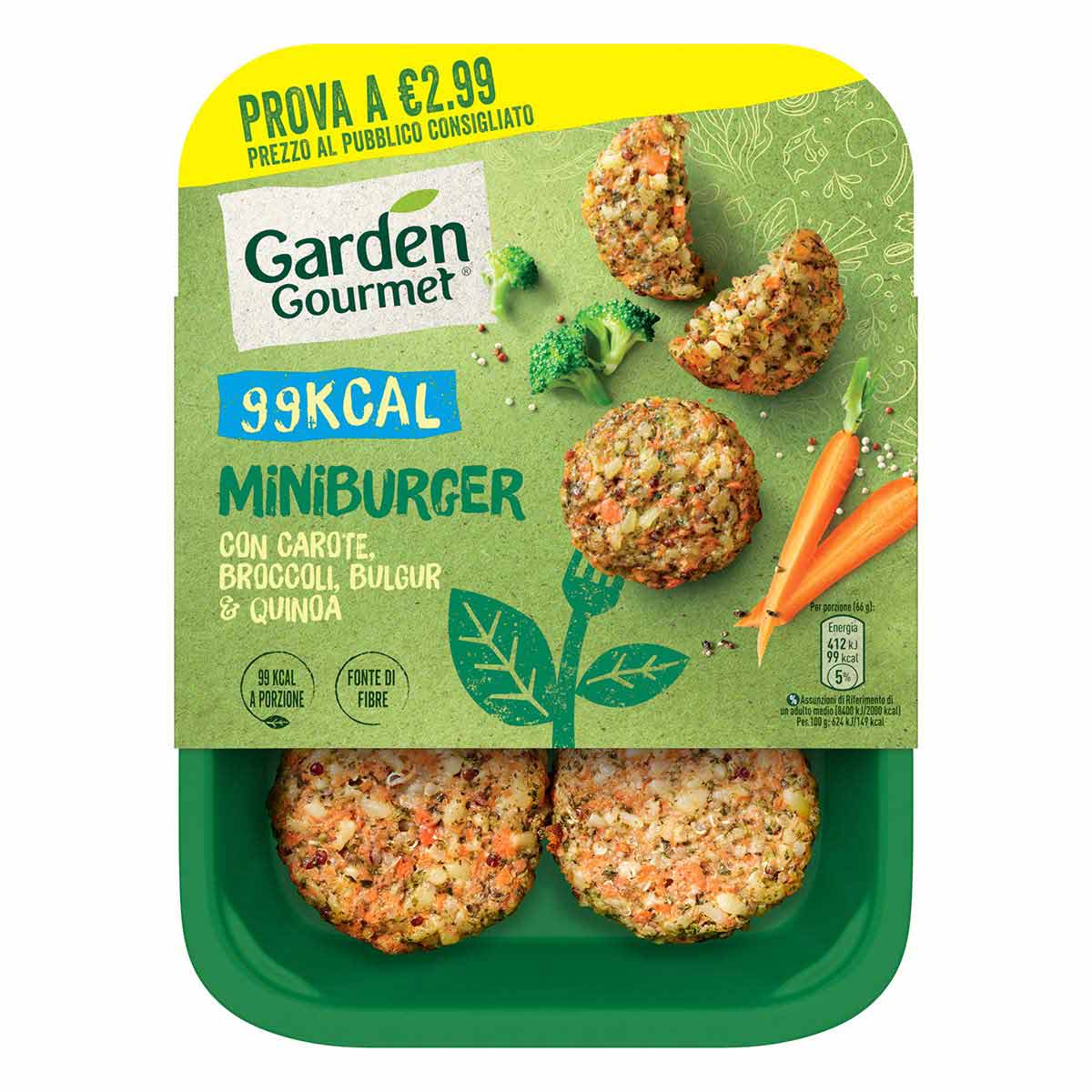 Garden Gourmet Miniburger con Carote, Broccoli, Bulgur e Quinoa
