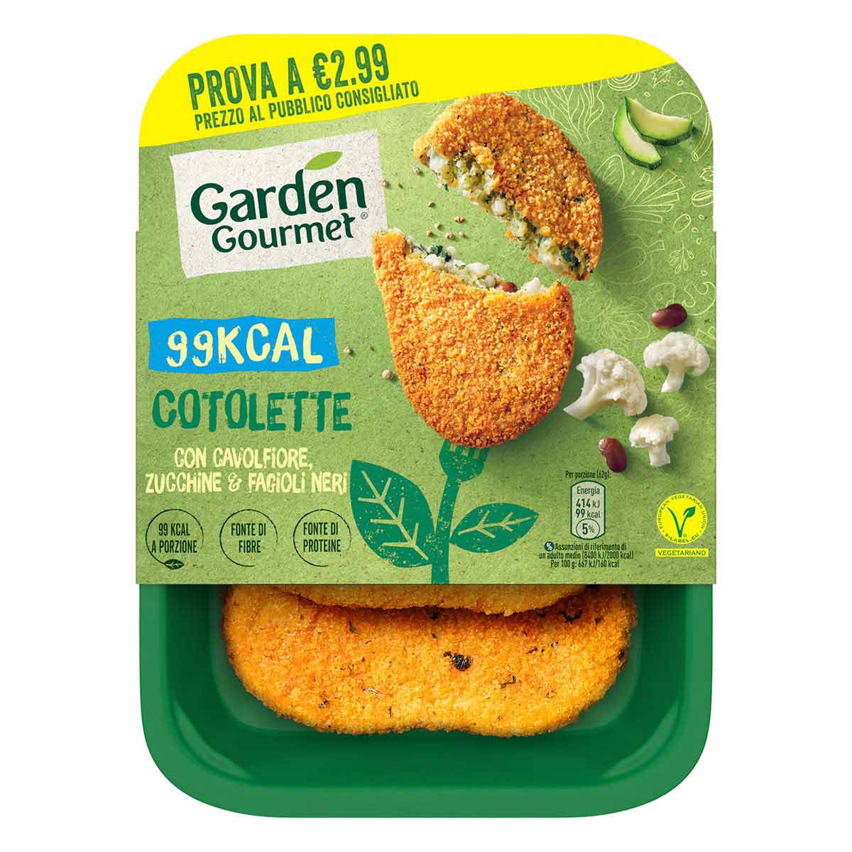 Garden Gourmet Cotolette con Cavolfiore, Zucchine e Fagioli Neri