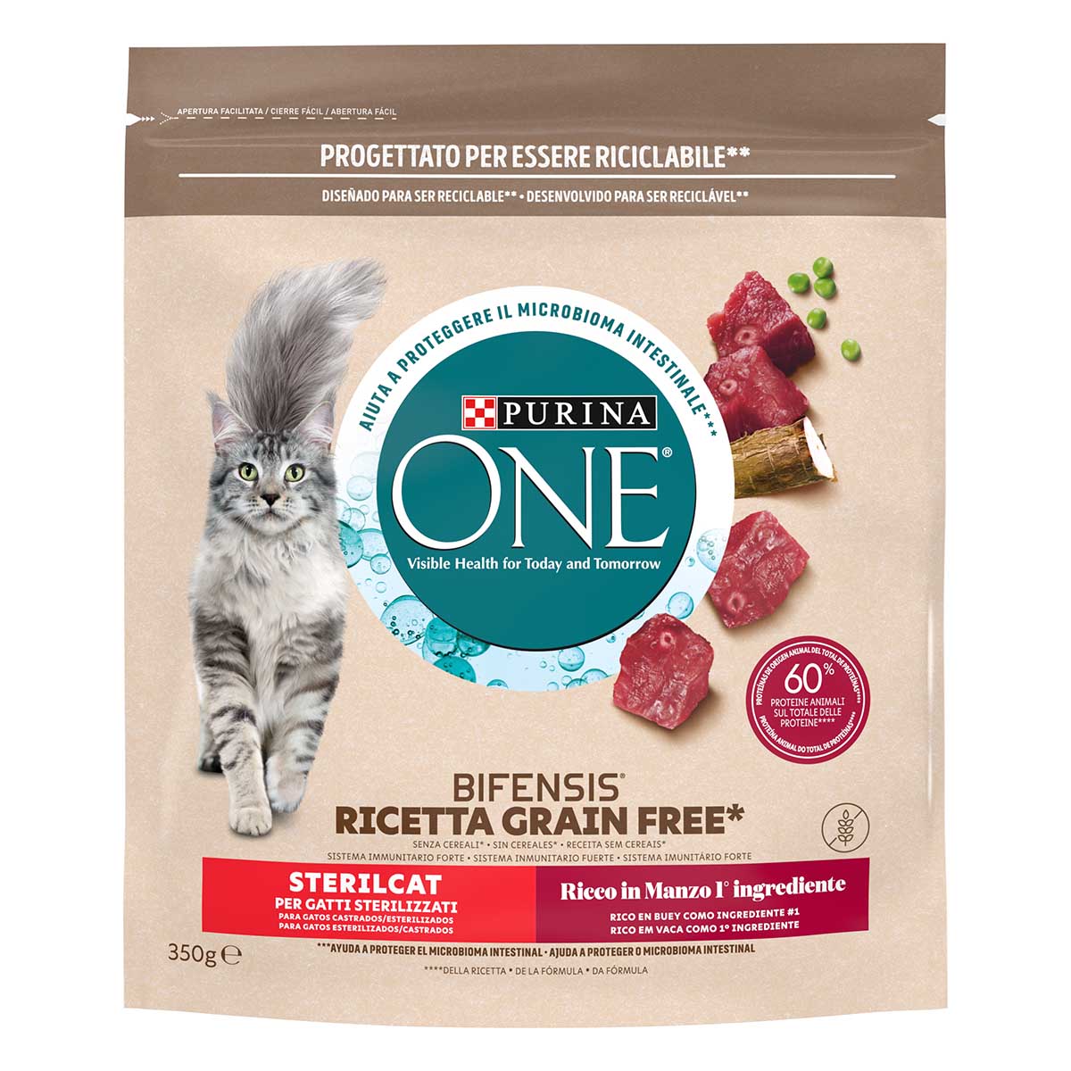 Purina ONE Bifensis Sterilcat Grain Free 350g Manzo