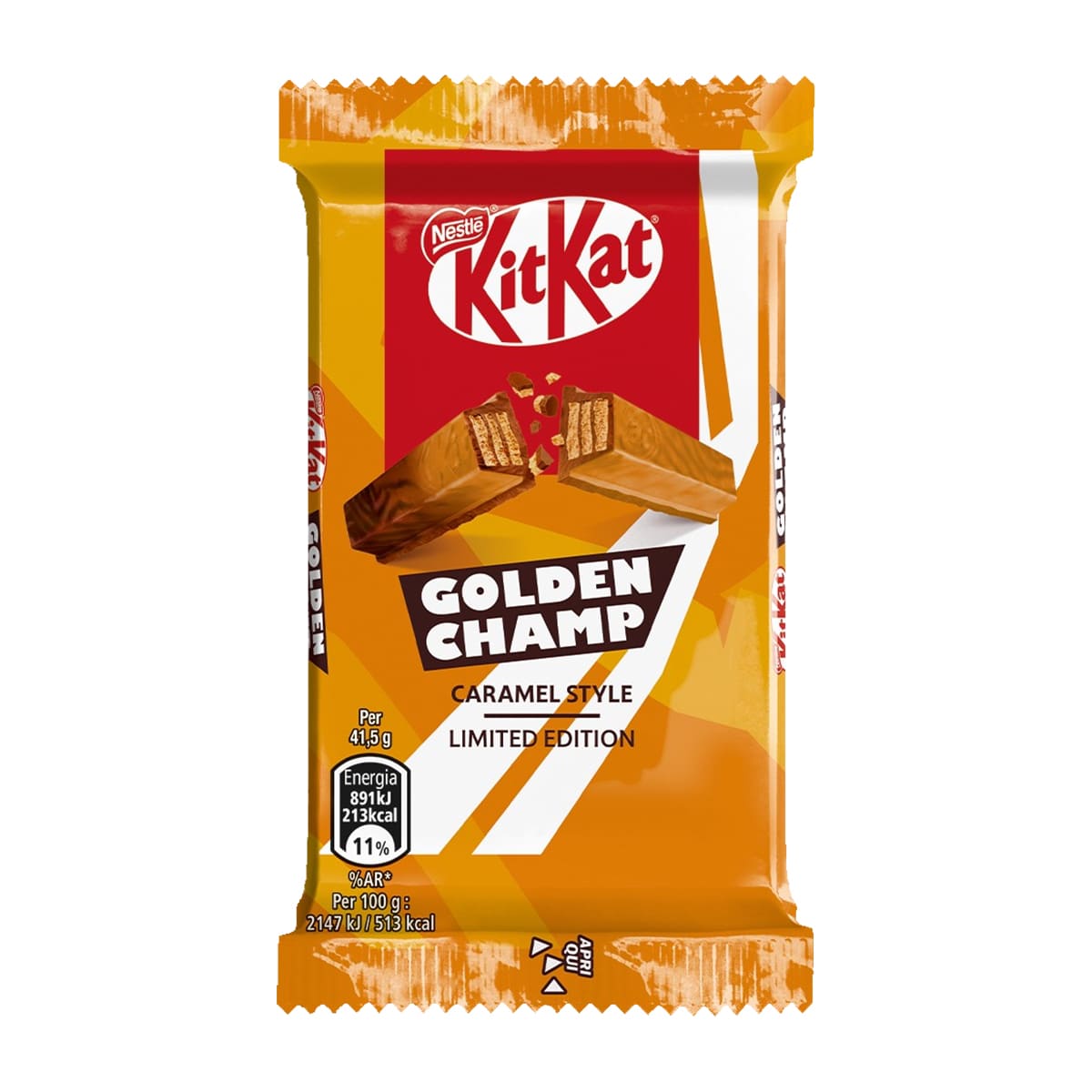 KITKAT GOLDEN CHAMP 4 Fingers, 1 pezzo, con copertura al gusto di caramello 41,5g