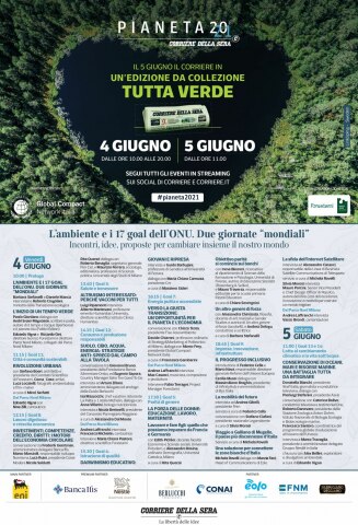 Pagina del corriere della sera dedicata alla giornata mondiale dell’ambiente 2021