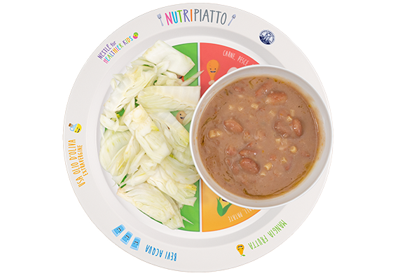 Pasta fagioli e rosmarino con insalatina di finocchi