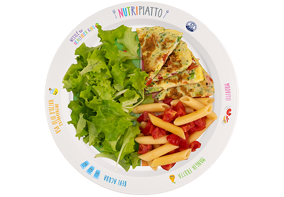 Pasta ai pomodorini con frittata e insalatina