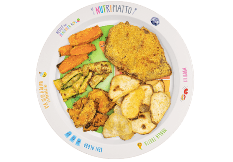 Cotoletta alla milanese con chips di verdure