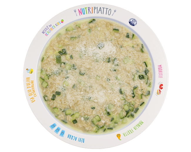 Risotto integrale con zucchine e formaggio stagionato