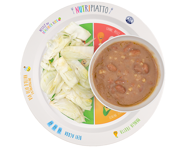 Pasta fagioli e rosmarino con insalatina di finocchi